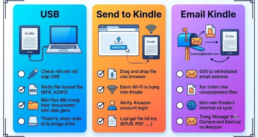 Checklist đồ họa xử lý lỗi Kindle không hiện sách Checklist đồ họa xử lý lỗi Kindle không hiện sách