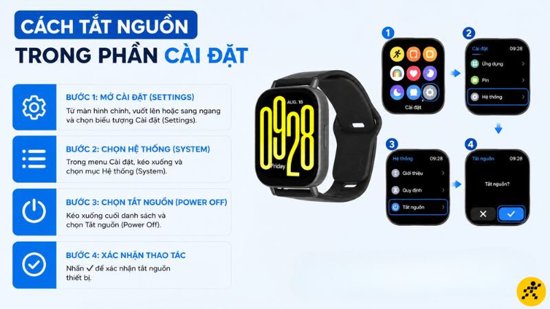 Cách tắt nguồn đồng hồ Xiaomi bằng nút nguồn Cách tắt nguồn đồng hồ Xiaomi bằng nút nguồn