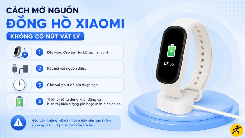 Cách mở nguồn đồng hồ xiaomi không có nút vật lý Cách mở nguồn đồng hồ xiaomi không có nút vật lý