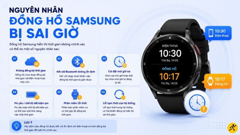 Nguyên nhân phổ biến làm đồng hồ Samsung bị sai giờ Nguyên nhân phổ biến làm đồng hồ Samsung bị sai giờ
