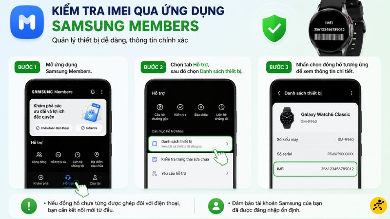 Kiểm tra IMEI qua ứng dụng Samsung Members Kiểm tra IMEI qua ứng dụng Samsung Members