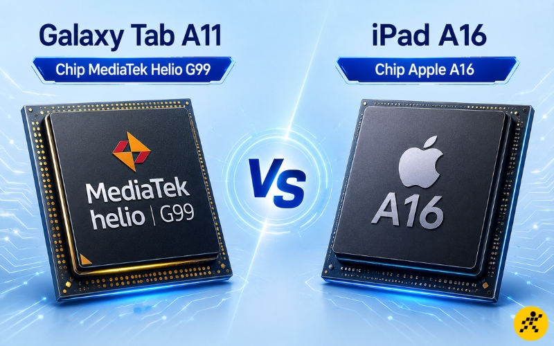 Galaxy Tab A11 dùng chip MediaTek Helio G99, iPad A16 dùng chip Apple A16 Galaxy Tab A11 dùng chip MediaTek Helio G99, iPad A16 dùng chip Apple A16