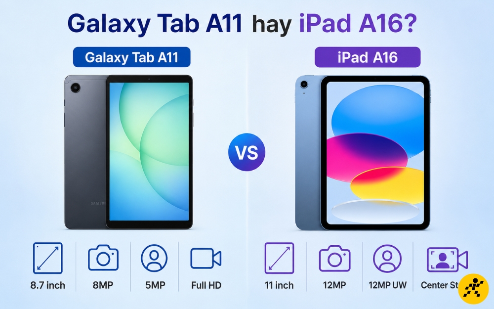 Chọn mua Galaxy Tab A11 hay iPad A16 tùy vào nhu cầu và ngân sách Chọn mua Galaxy Tab A11 hay iPad A16 tùy vào nhu cầu và ngân sách