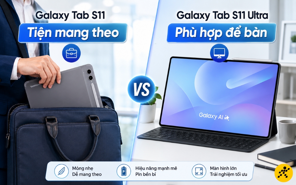 Tab S11 mang theo tiện lợi, Tab S11 Ultra phù hợp để bàn Tab S11 mang theo tiện lợi, Tab S11 Ultra phù hợp để bàn
