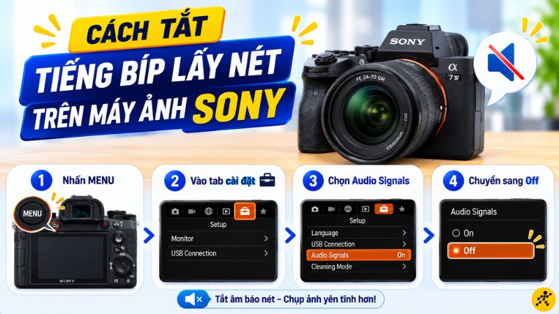 Cách tắt tiếng bíp lấy nét trên máy ảnh Sony Cách tắt tiếng bíp lấy nét trên máy ảnh Sony