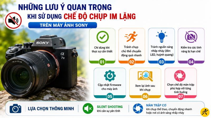 Lưu ý quan trọng khi sử dụng chế độ chụp im lặng Lưu ý quan trọng khi sử dụng chế độ chụp im lặng