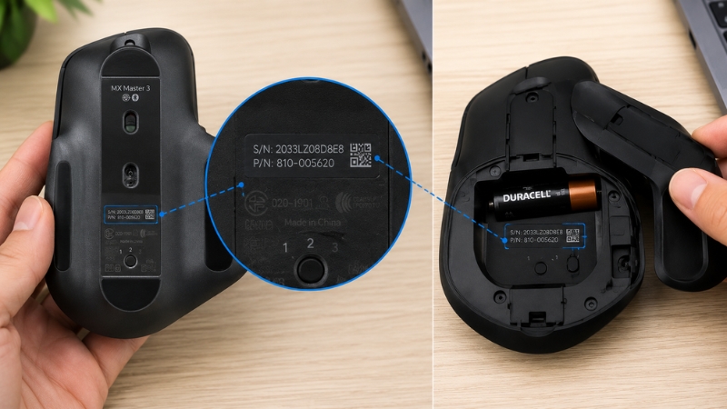 Kiểm tra m&atilde; số Serial Number để kiểm tra bảo h&agrave;nh chuột