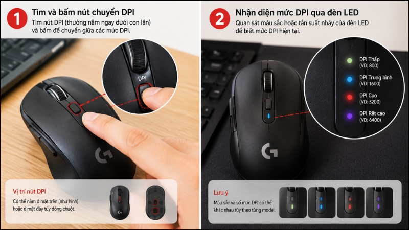 Ph&iacute;m vật l&yacute; dưới con lăn c&oacute; thể thay đổi DPI của chuột