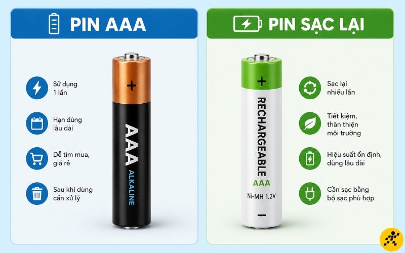Chuột không dây dùng được pin AAA hoặc pin sạc tùy vào thiết kế của nhà sản xuất Chuột không dây dùng được pin AAA hoặc pin sạc tùy vào thiết kế của nhà sản xuất