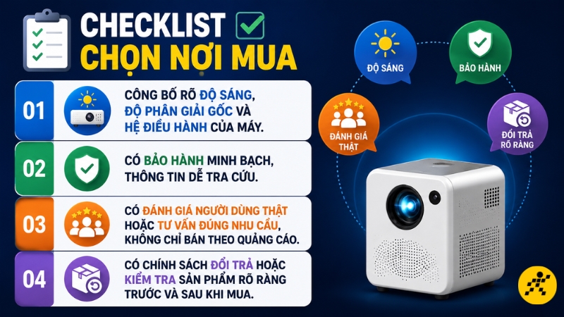 Checklist cần lưu ý khi mua máy chiếu mini Checklist cần lưu ý khi mua máy chiếu mini