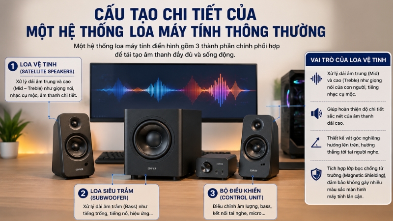 Hệ thống loa máy tính vệ tinh thông thường Hệ thống loa máy tính vệ tinh thông thường