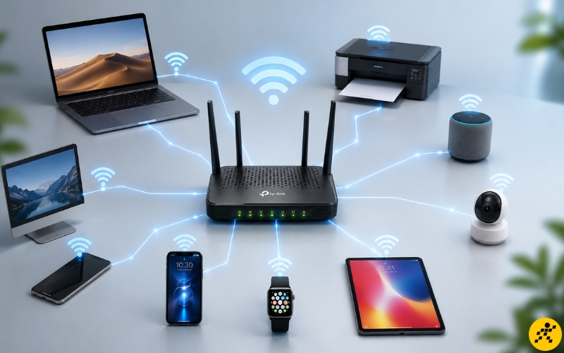 Nhiều thiết bị kết nối cùng lúc gây nghẽn băng thông mạng Wi-Fi Nhiều thiết bị kết nối cùng lúc gây nghẽn băng thông mạng Wi-Fi