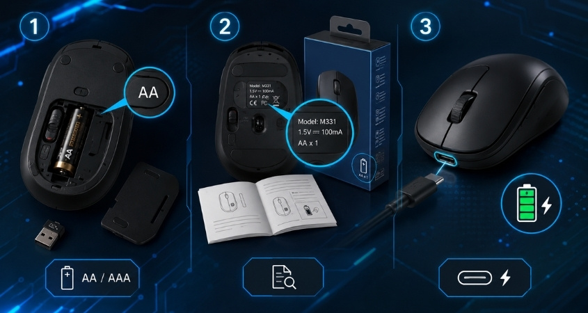 Cách kiểm tra chuột bluetooth dùng pin AA hay AAA Cách kiểm tra chuột bluetooth dùng pin AA hay AAA