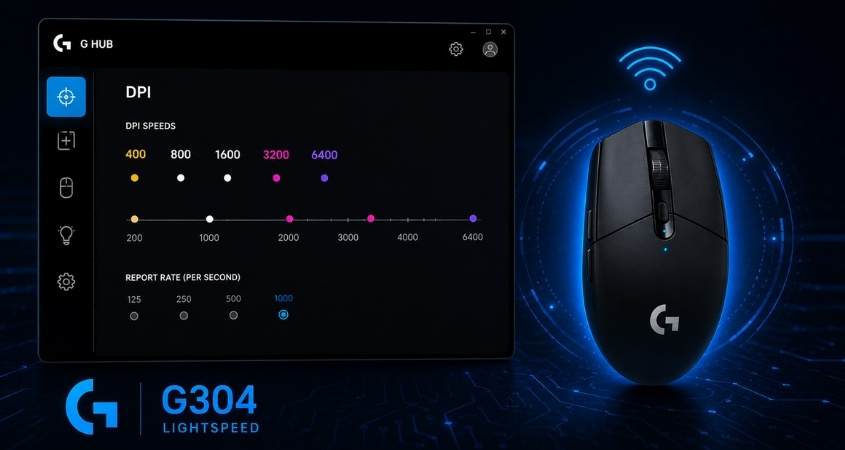 Giao diện phần mềm Logitech G HUB tùy chỉnh DPI