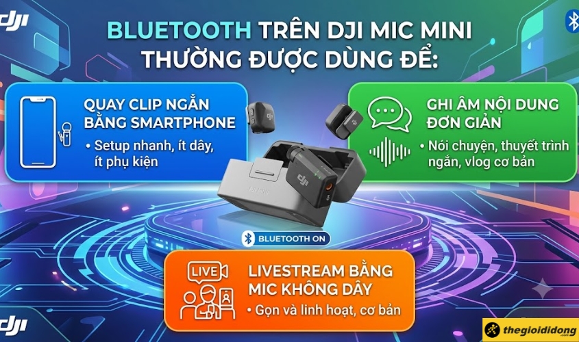 Ứng dụng của Bluetooth trên DJI Mic Mini Ứng dụng của Bluetooth trên DJI Mic Mini