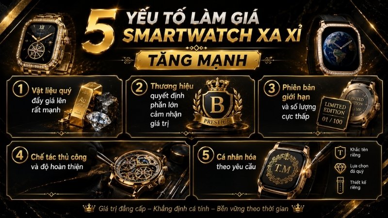 5 yếu tố l&agrave;m gi&aacute; smartwatch xa xỉ tăng mạnh