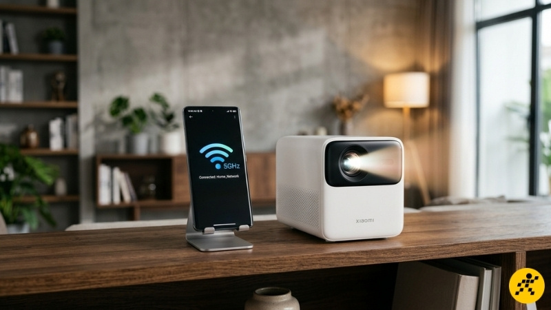 Đảm bảo cả điện thoại và máy chiếu Xiaomi dùng chung một mạng WiFi Đảm bảo cả điện thoại và máy chiếu Xiaomi dùng chung một mạng WiFi