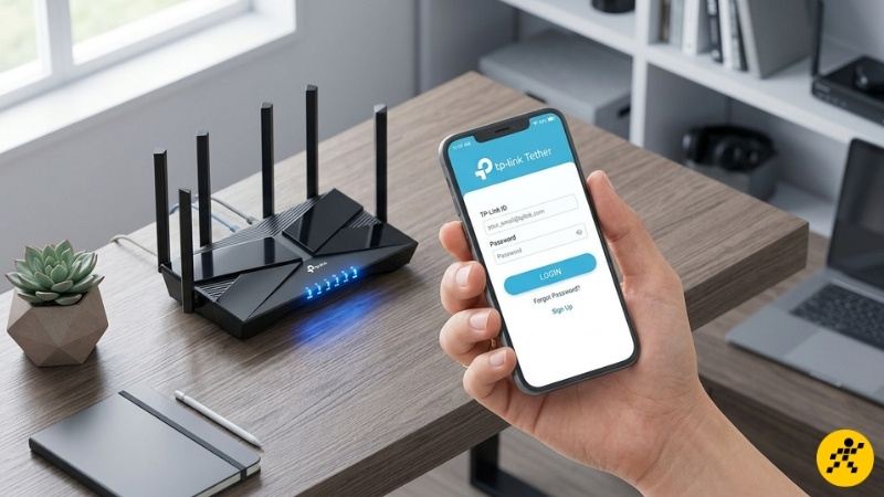 Tải ứng dụng TP-Link Tether về điện thoại, sau đó tiến hành đăng ký Tải ứng dụng TP-Link Tether về điện thoại, sau đó tiến hành đăng ký