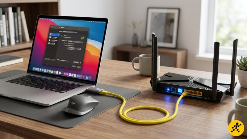 Kết nối máy tính với router TP-Link bằng dây cáp mạng LAN Kết nối máy tính với router TP-Link bằng dây cáp mạng LAN