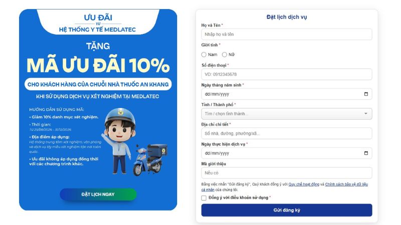 Khách hàng An Khang được giảm 10% hơn 2.000 danh mục xét nghiệm tại MEDLATEC Khách hàng An Khang được giảm 10% hơn 2.000 danh mục xét nghiệm tại MEDLATEC
