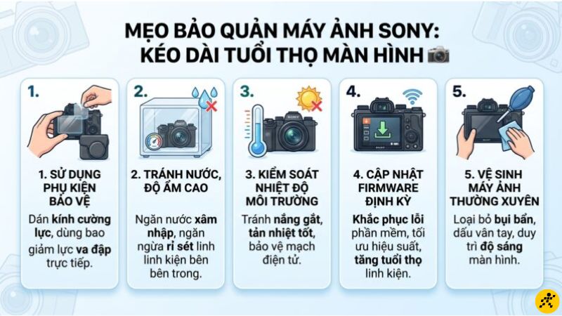 Mẹo bảo quản máy ảnh Sony hạn chế tình trạng sọc màn hình Mẹo bảo quản máy ảnh Sony hạn chế tình trạng sọc màn hình