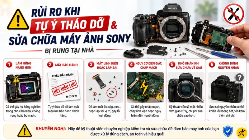 Nguy&ecirc;n nh&acirc;n m&aacute;y ảnh Sony bị rung v&agrave; ảnh mờ thường gặp