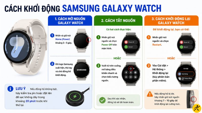 Cách khởi động đồng hồ Samsung Galaxy Watch Cách khởi động đồng hồ Samsung Galaxy Watch