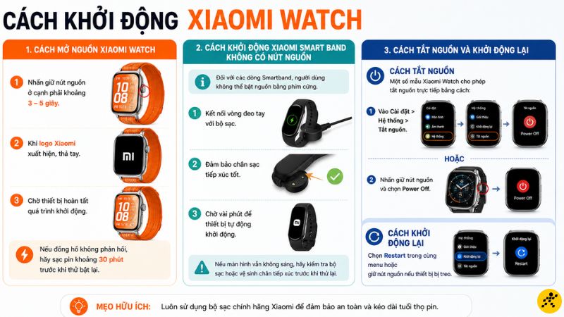 Cách khởi động đồng hồ thông minh Xiaomi Cách khởi động đồng hồ thông minh Xiaomi