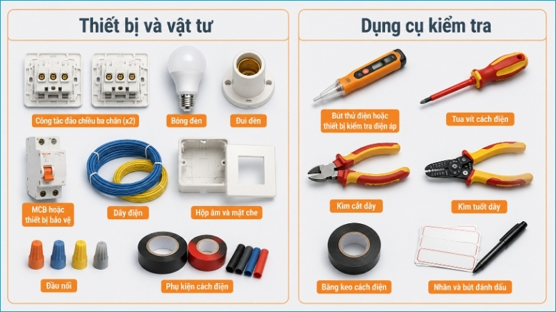 Chuẩn bị đúng thiết bị và dụng cụ giúp quá trình đấu dây thuận tiện, an toàn hơn