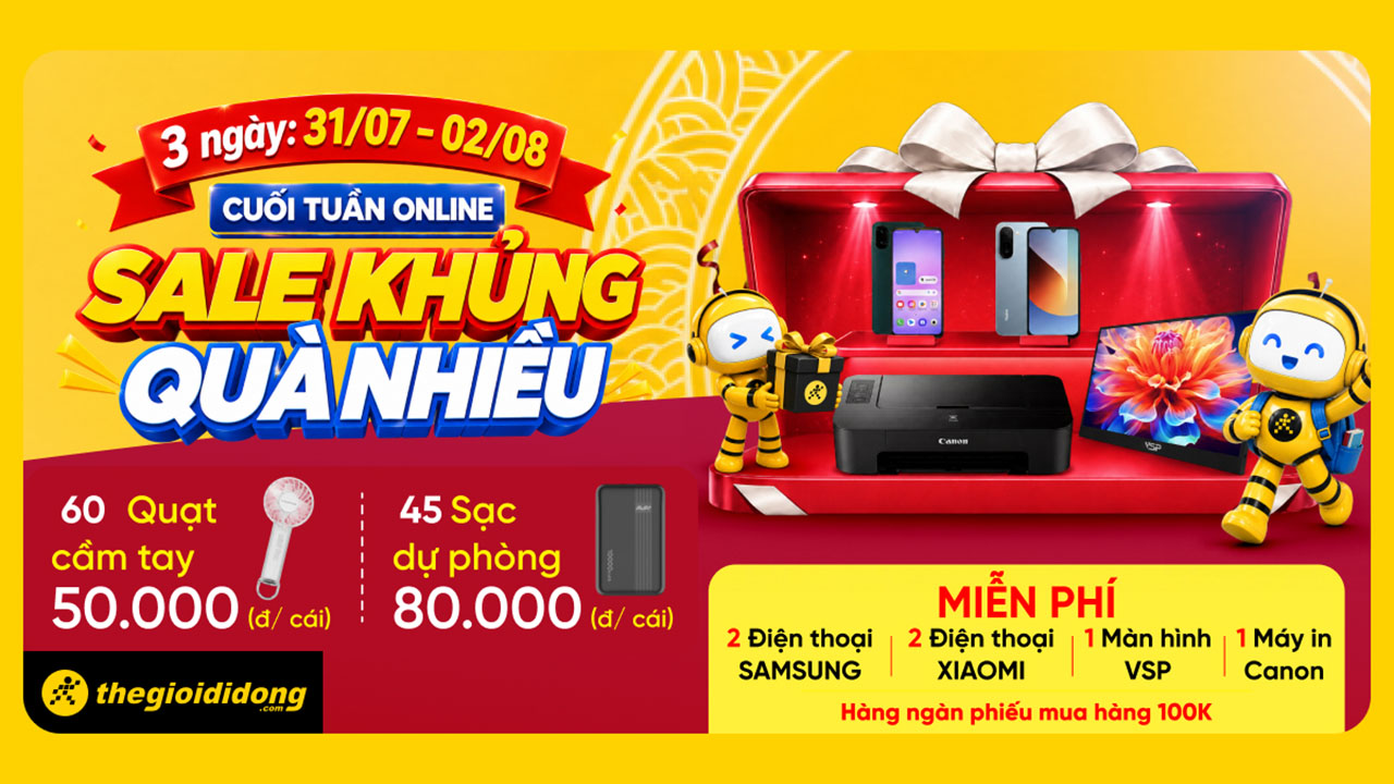 Cuối tuần online sale khủng quà nhiều, săn điện thoại, máy in, màn hình 0 đồng Cuối tuần online sale khủng quà nhiều, săn điện thoại, máy in, màn hình 0 đồng