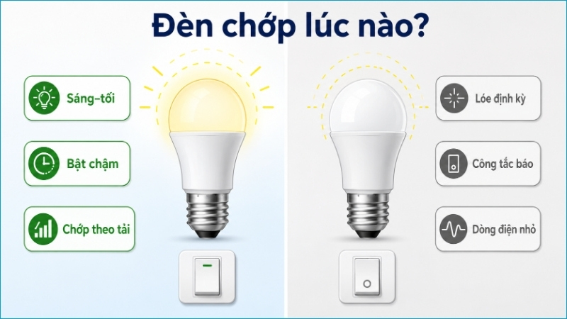 Thời điểm đèn chớp giúp xác định nhóm nguyên nhân cần kiểm tra trước
