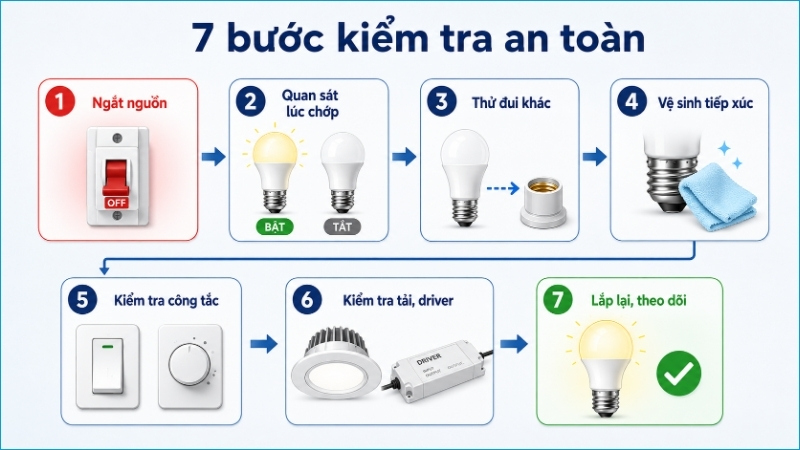 Kiểm tra theo thứ tự giúp tìm lỗi nhanh và hạn chế tháo sửa không cần thiết