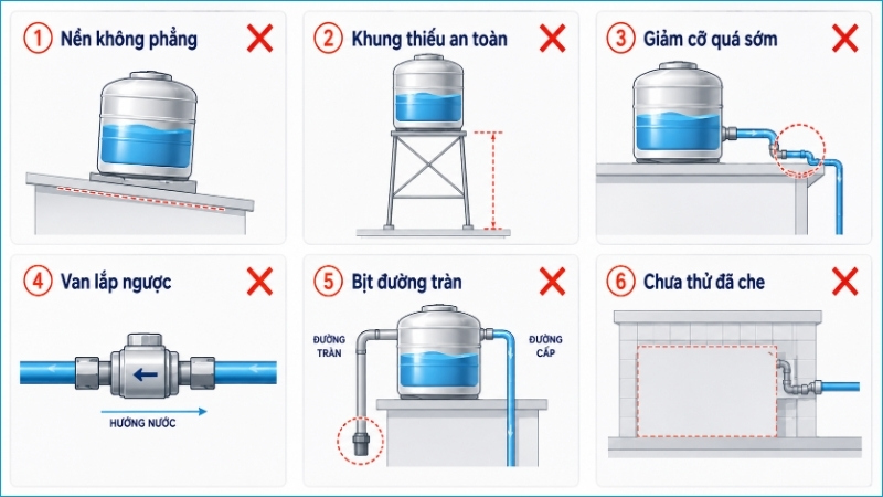 Một số lỗi thi công có thể làm giảm lưu lượng và gây khó khăn khi sửa chữa