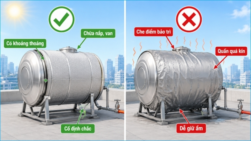 Lớp bọc cần chắc chắn, thông thoáng và không che các vị trí bảo trì