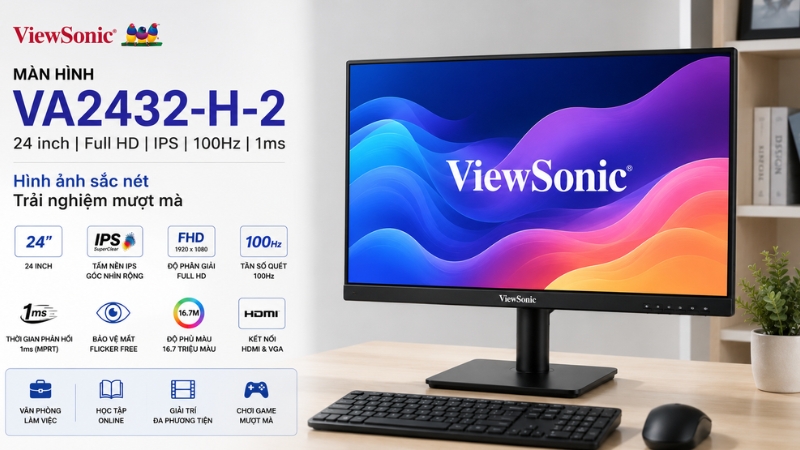 Màn hình Viewsonic VA2432-H-2 (24 inch Full HD, IPS, 100Hz, 1ms) Màn hình Viewsonic VA2432-H-2 (24 inch Full HD, IPS, 100Hz, 1ms)