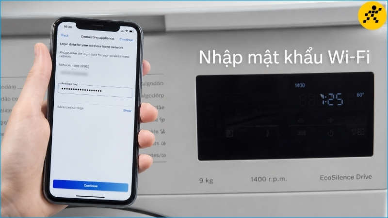 Nhập đúng mật khẩu Wi-Fi rồi chọn tiếp tục Nhập đúng mật khẩu Wi-Fi rồi chọn tiếp tục