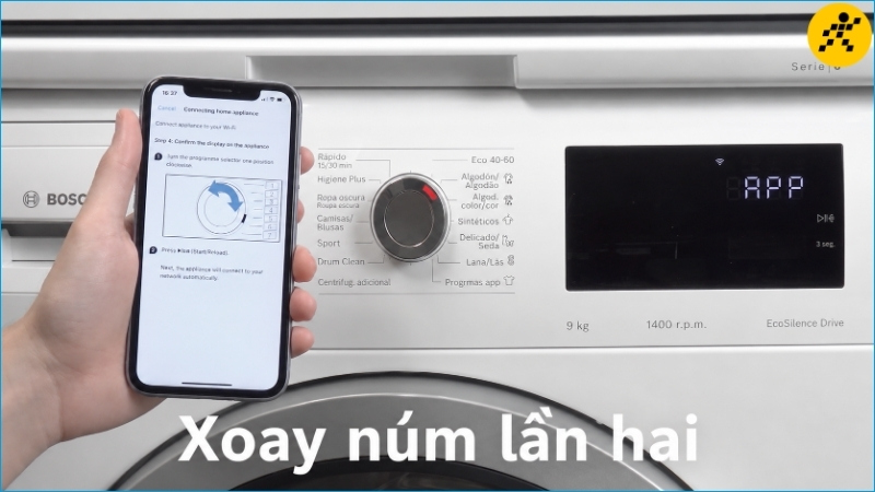 Xoay núm thêm một vị trí rồi nhấn Bắt đầu để xác nhận Xoay núm thêm một vị trí rồi nhấn Bắt đầu để xác nhận