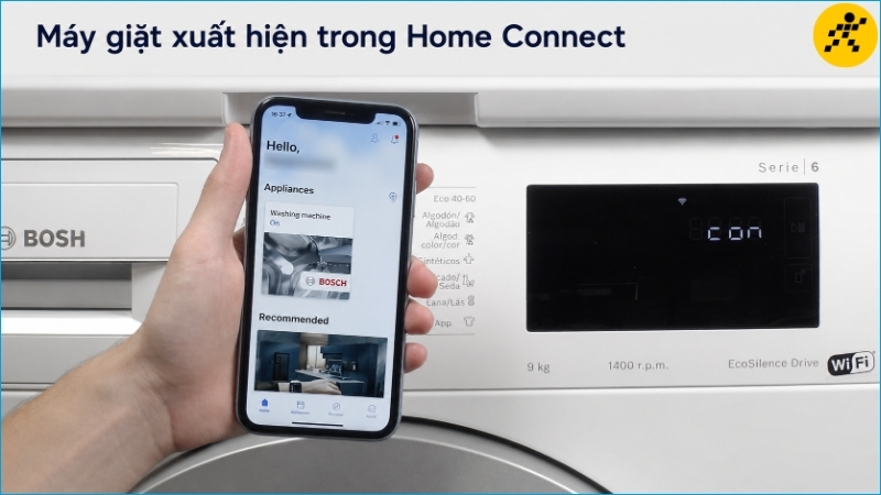 Kiểm tra máy giặt đã xuất hiện trong danh sách thiết bị Home Connect Kiểm tra máy giặt đã xuất hiện trong danh sách thiết bị Home Connect