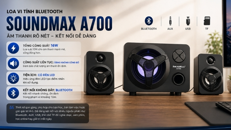 Soundmax A700 hợp với nhu cầu một bộ loa dễ tiếp cận và đủ dùng cho nhu cầu cá nhân Soundmax A700 hợp với nhu cầu một bộ loa dễ tiếp cận và đủ dùng cho nhu cầu cá nhân