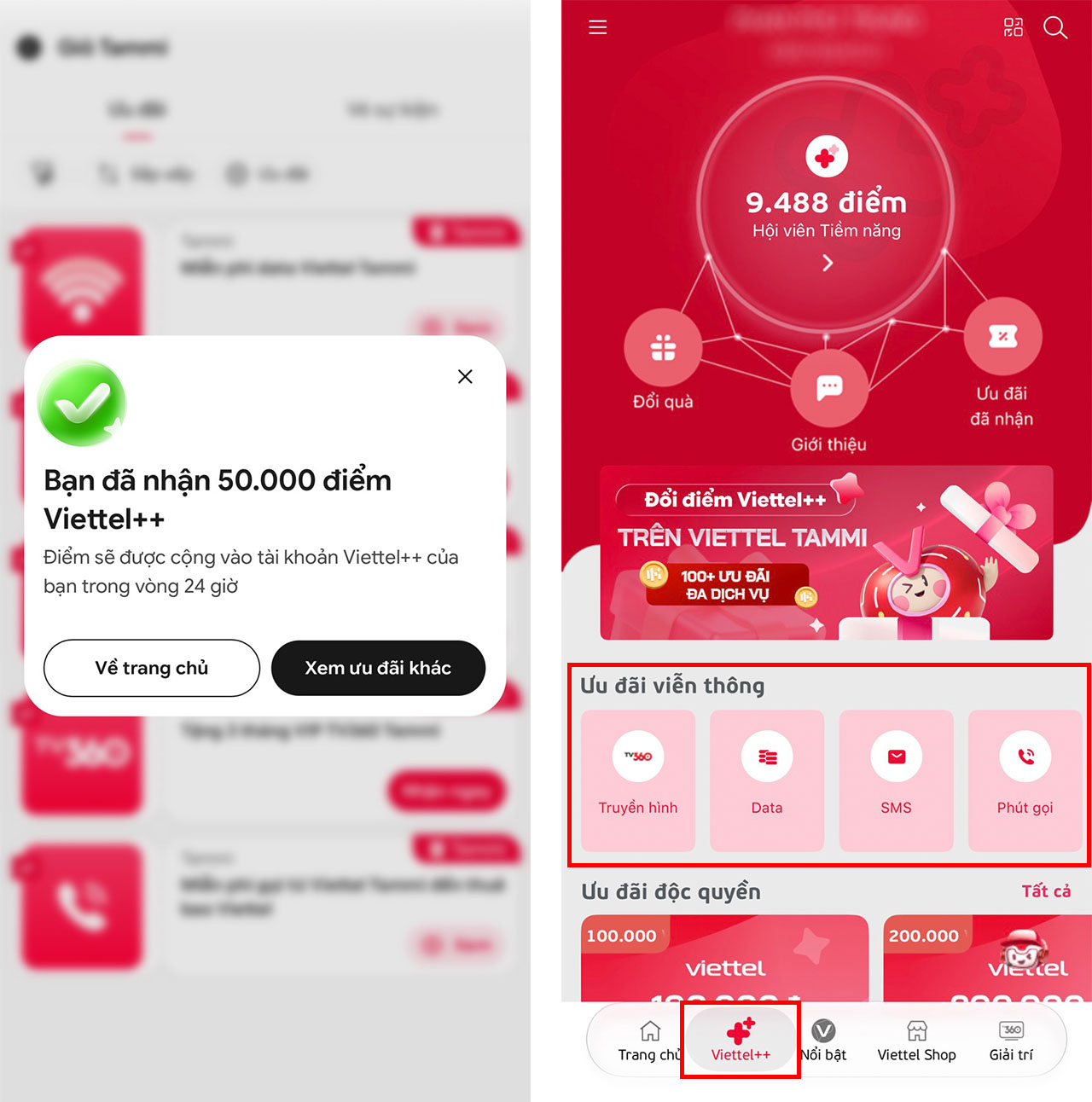 Cách nhận 50.000 điểm Viettel++ trên Viettel Tammi Cách nhận 50.000 điểm Viettel++ trên Viettel Tammi