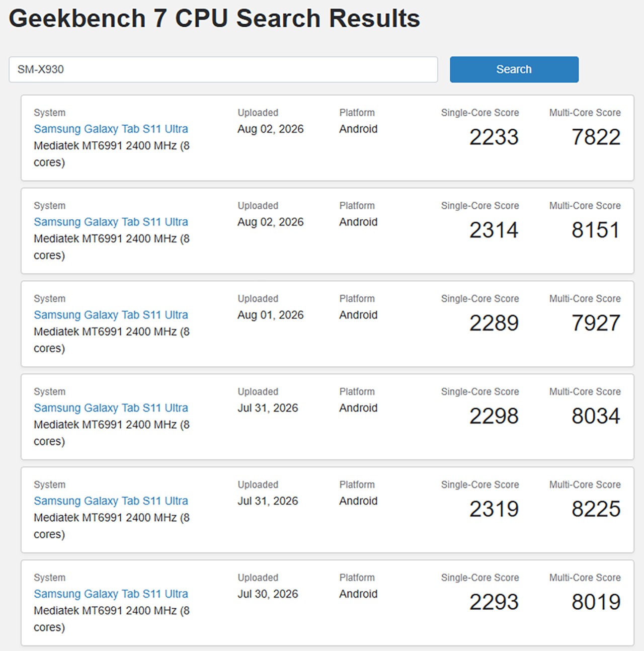 Galaxy Tab S12 Ultra lộ diện trên Geekbench Galaxy Tab S12 Ultra lộ diện trên Geekbench