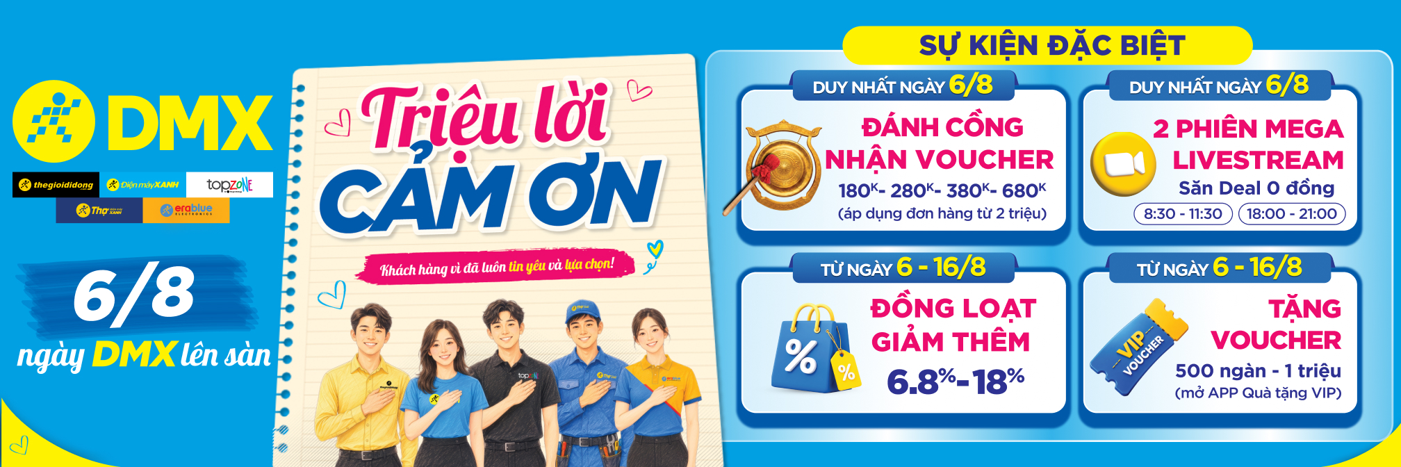 6/8 Điện Máy Xanh Lên Sàn, Loạt Sản Phẩm Giảm Giá Thay Lời Cảm Ơn Gửi Đến Khách Hàng 6/8 Điện Máy Xanh Lên Sàn, Loạt Sản Phẩm Giảm Giá Thay Lời Cảm Ơn Gửi Đến Khách Hàng