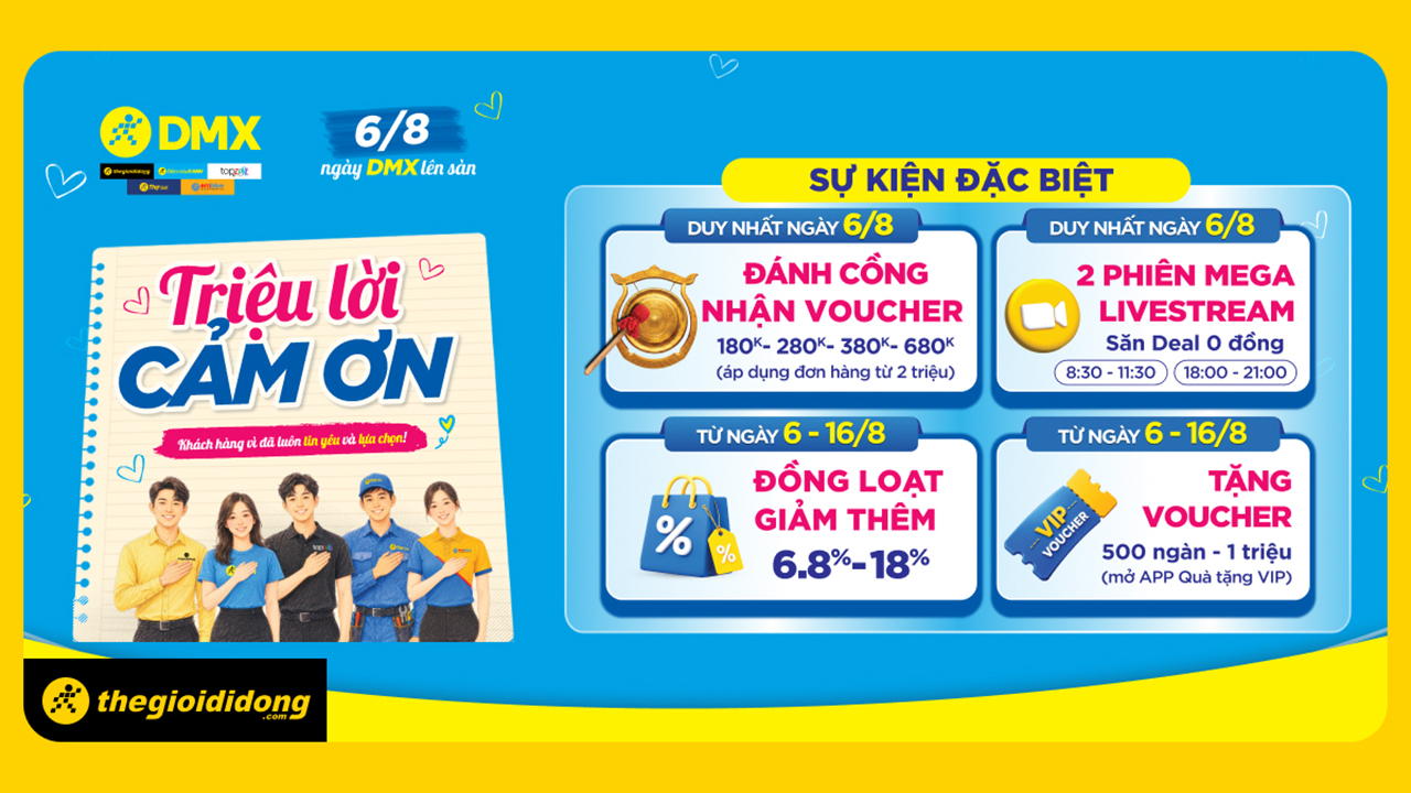 6/8 Điện Máy Xanh Lên Sàn, Loạt Sản Phẩm Giảm Giá Thay Lời Cảm Ơn Gửi Đến Khách Hàng 6/8 Điện Máy Xanh Lên Sàn, Loạt Sản Phẩm Giảm Giá Thay Lời Cảm Ơn Gửi Đến Khách Hàng