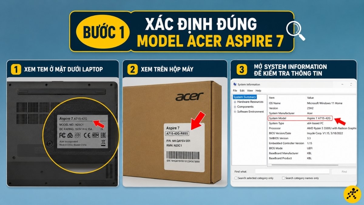 Xác định đúng model Acer Aspire 7 Xác định đúng model Acer Aspire 7