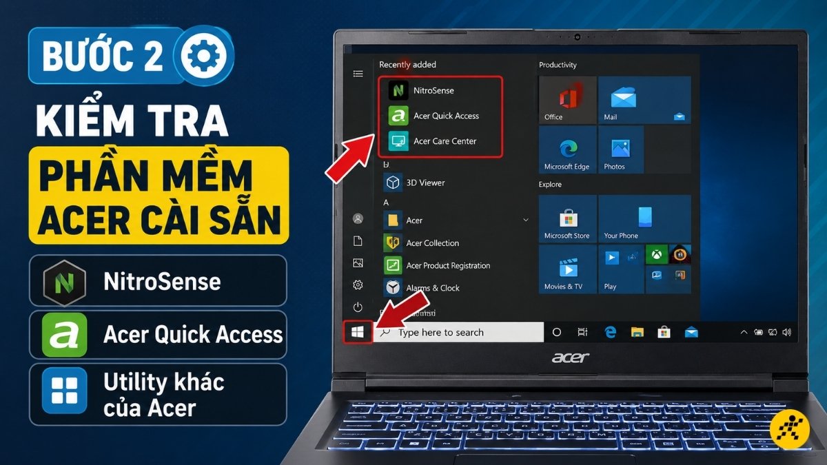 Kiểm tra phần mềm Acer cài sẵn Kiểm tra phần mềm Acer cài sẵn