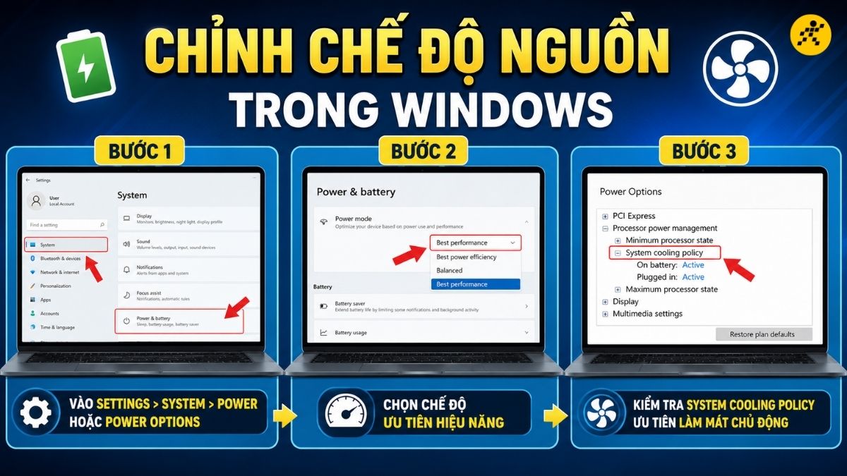 Chỉnh chế độ nguồn trong Windows Chỉnh chế độ nguồn trong Windows