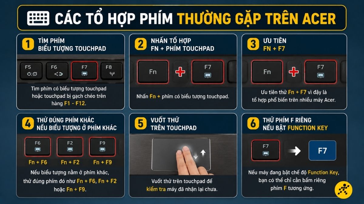 Các tổ hợp phím thường gặp trên Acer Các tổ hợp phím thường gặp trên Acer