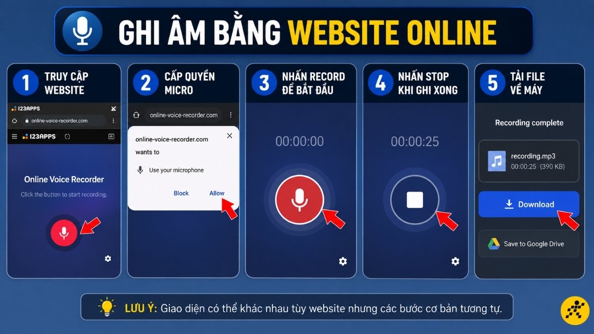Ghi âm bằng website online Ghi âm bằng website online