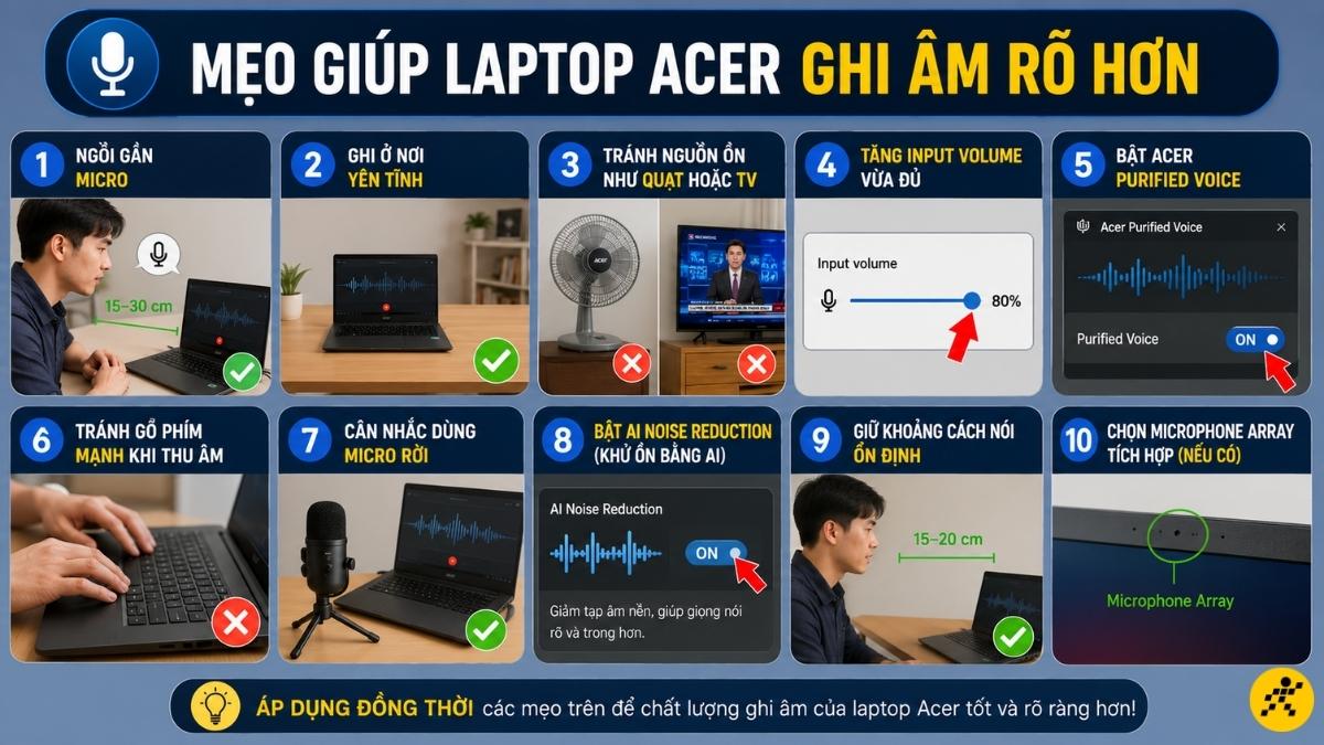 Mẹo giúp laptop Acer ghi âm rõ hơn Mẹo giúp laptop Acer ghi âm rõ hơn