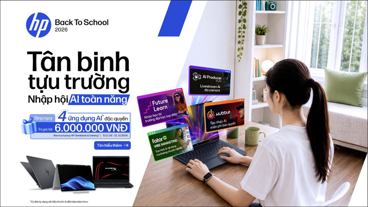 [Back To School] Mua Laptop Hp Omnibook & Hp Gaming - Nhận Ngay Bộ 4 Ứng Dụng Ai Trị Giá Đến 6 Triệu Đồng